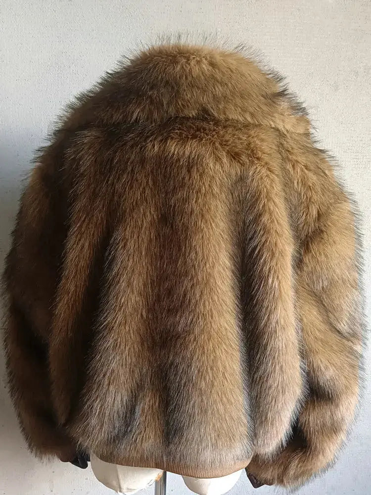 Fluffy Lapel Jackets for Women, Long Sleeves, Casual Zipper Jackets, Luxury Faux Fox Fur, Loose, Thick, Warm,Street Coats,Winter ZITA LA BELLE ÉLITE