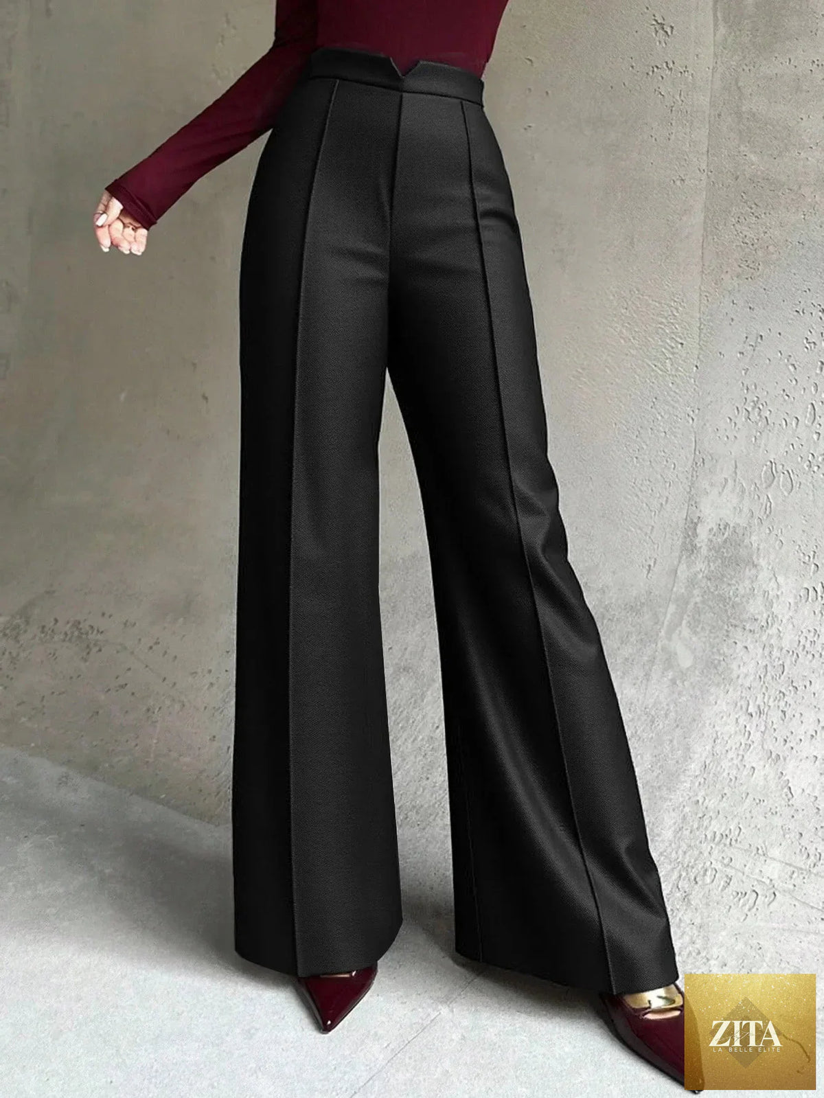 Women's black high-waisted suit pants by Ladyez, slim-fit straight-leg workwear for spring and autumn, versatile and stylish.