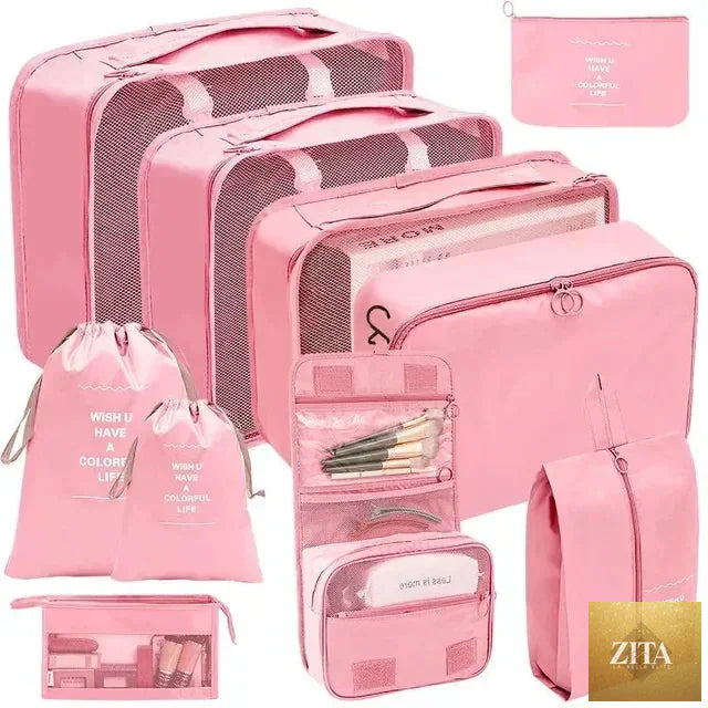 7/8/9/10-Pcs Travel Organizer Packing Cubes Set – Portable Luggage Storage Bags for Clothes, Shoes & Accessories