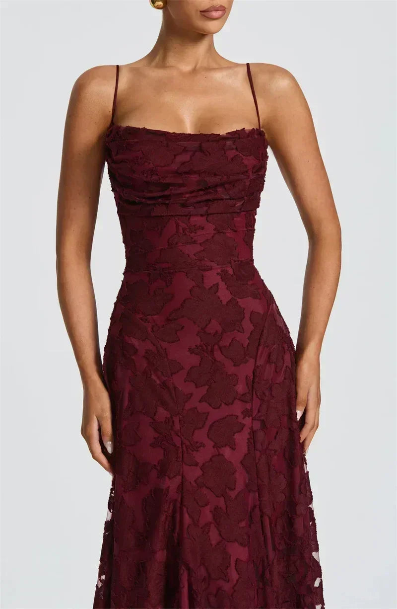 Femstylo women's backless spaghetti strap maxi dress with off-shoulder design, lace-up style, perfect for evening or party occasions.