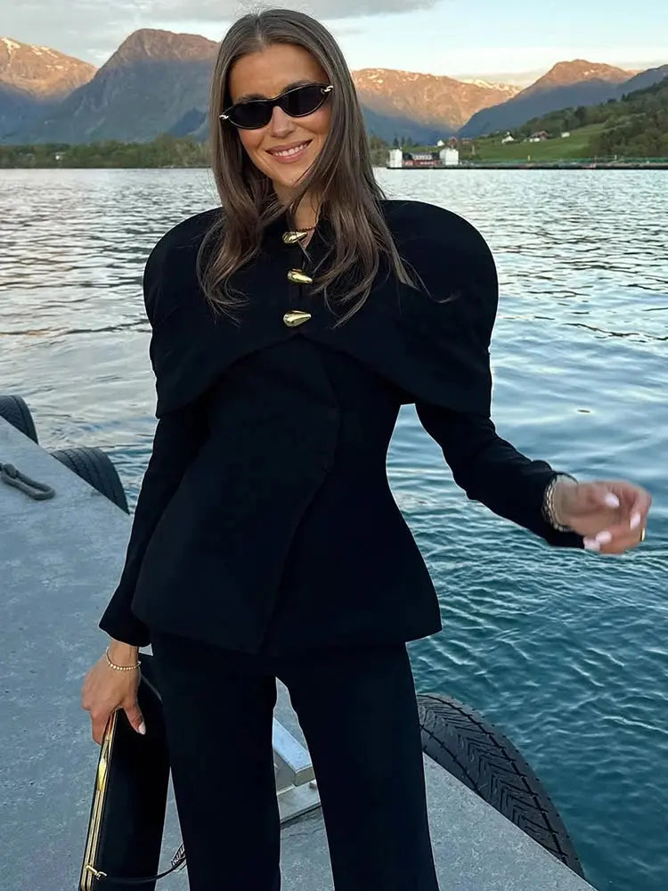 MoaaYina Winter Gray Black Coat With Grid Pattern And Double Breasted Lace Up Coat With Fungus Edge S-4XL ZITA LA BELLE ÉLITE