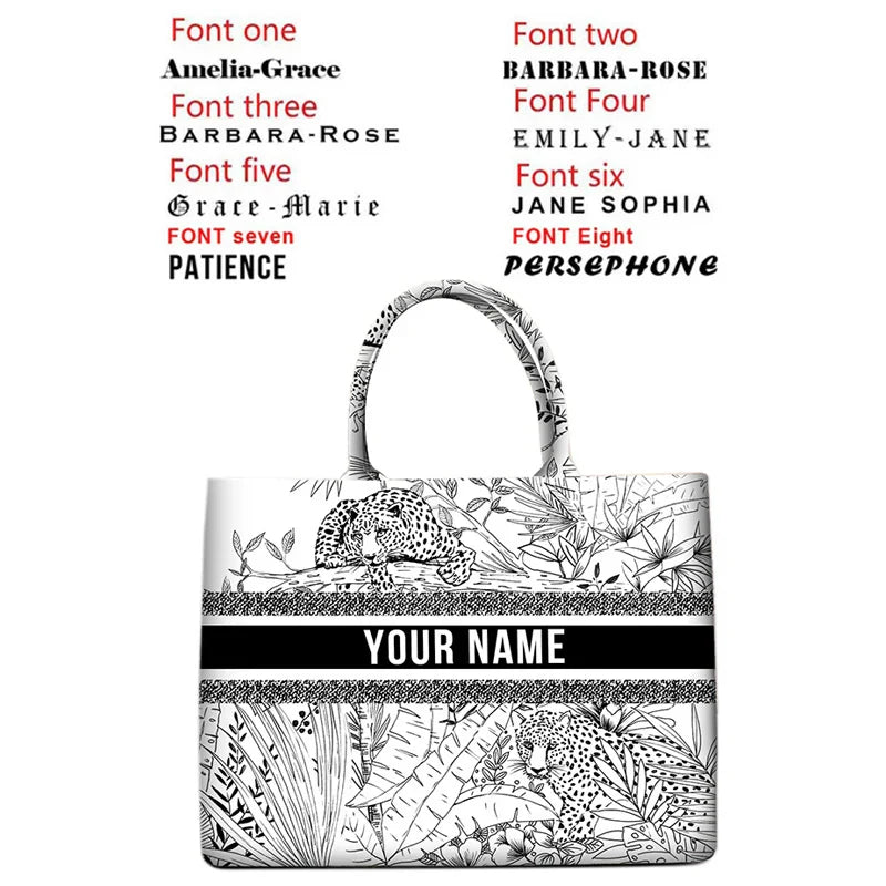 Personalized custom women's tote bag, canvas printed handbag, large capacity beach bag