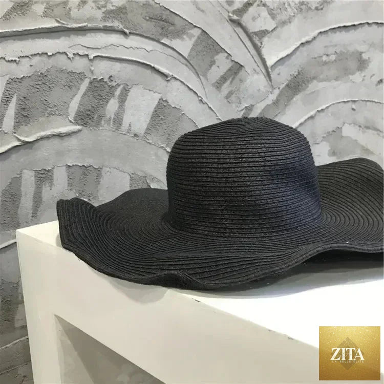 Women Sun Hat Big Eaves Waves Beach Cap Ladies Hat Big Brim Sun Visors UV Cut Bucket Panama Cap Foldable Straw Sunscreen Vintage