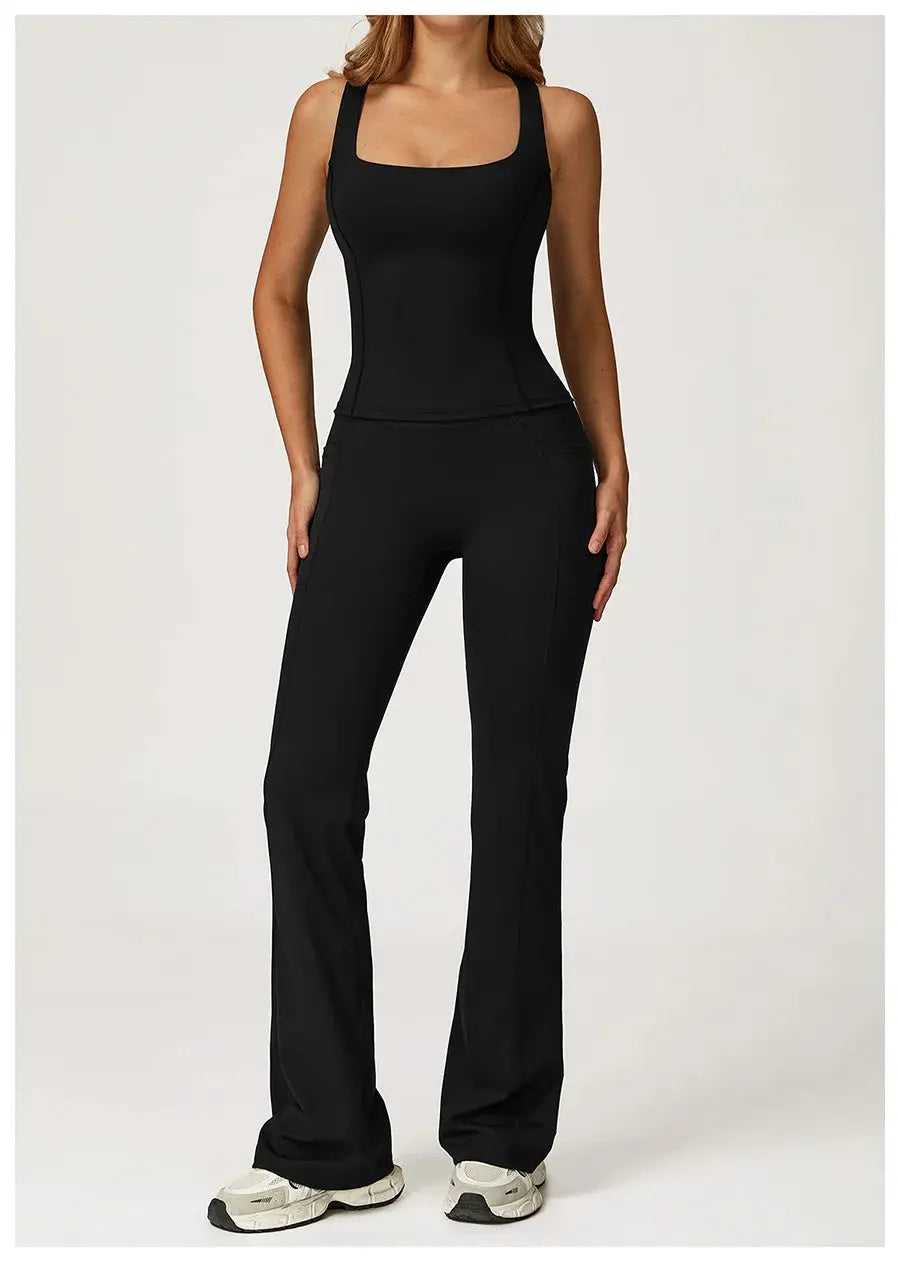 Yoga Set 2 Pieces Workout Outfits Fitness Sportswear Gym Tracksuit High Waist Leggings Sports Vest Athletic Wear Women Clothes ZITA LA BELLE ÉLITE