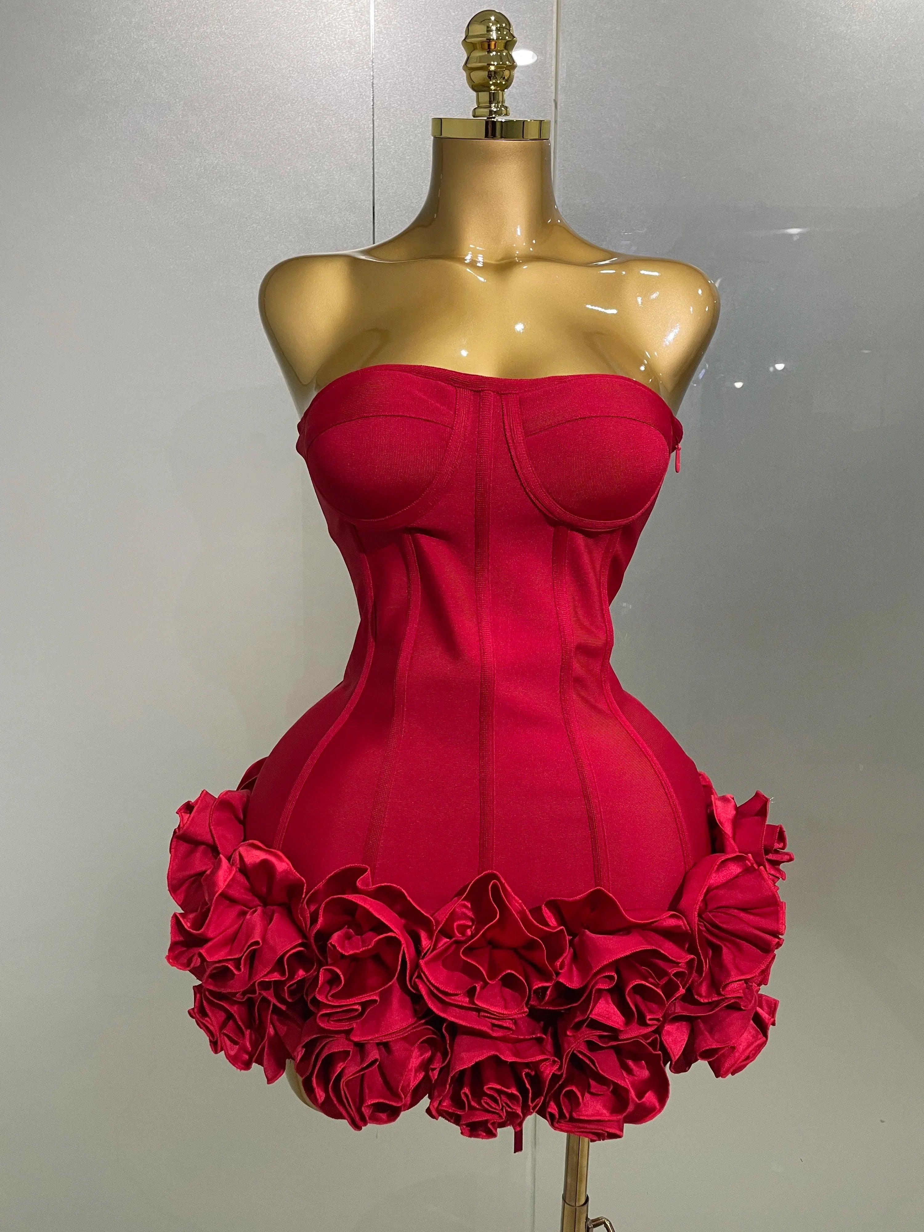 FLIPSTYLEZLLC sexy strapless floral bandage mini dress for women, ideal for parties, nightclubs, and photo shoots
