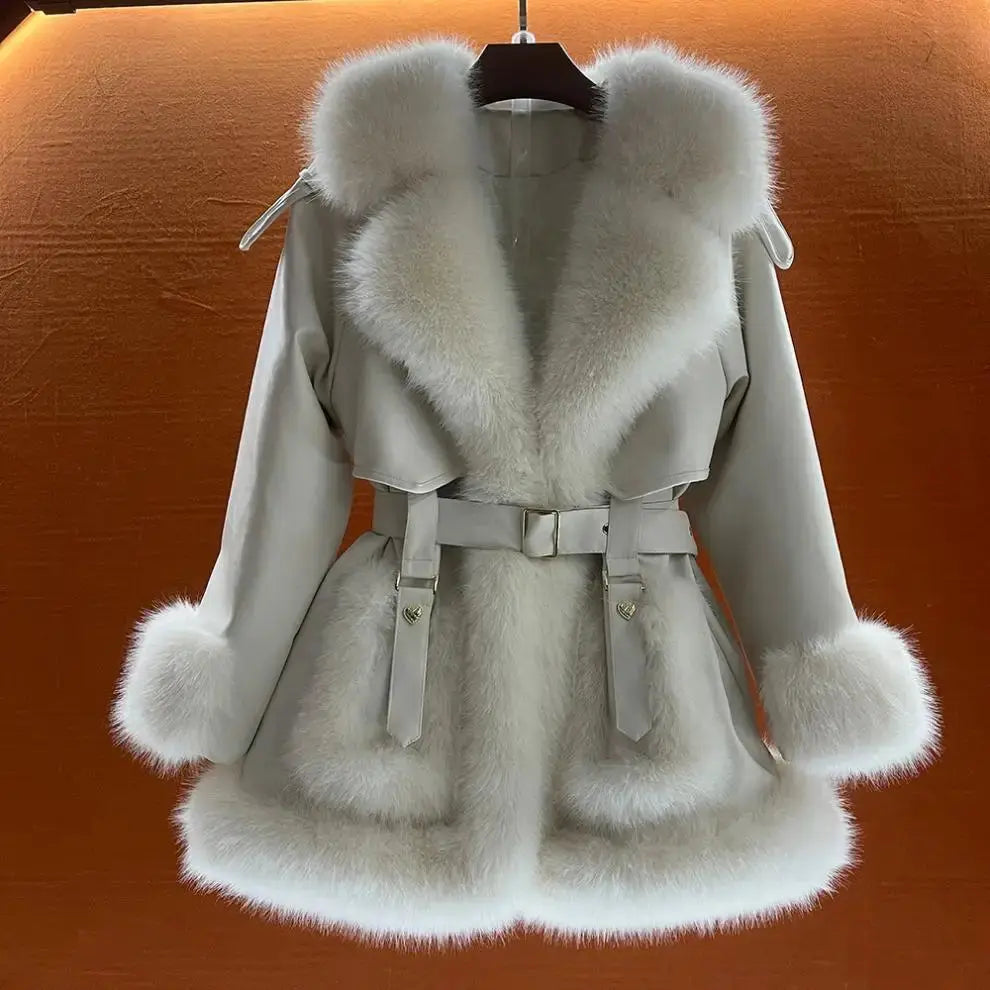 Ladies 2025 Winter Fake Fox Fur Coat Medium Long Sleeve Fluffy Teddy Jacket Women's New Warm Thicken Lined Luxury Casual Outwear ZITA LA BELLE ÉLITE