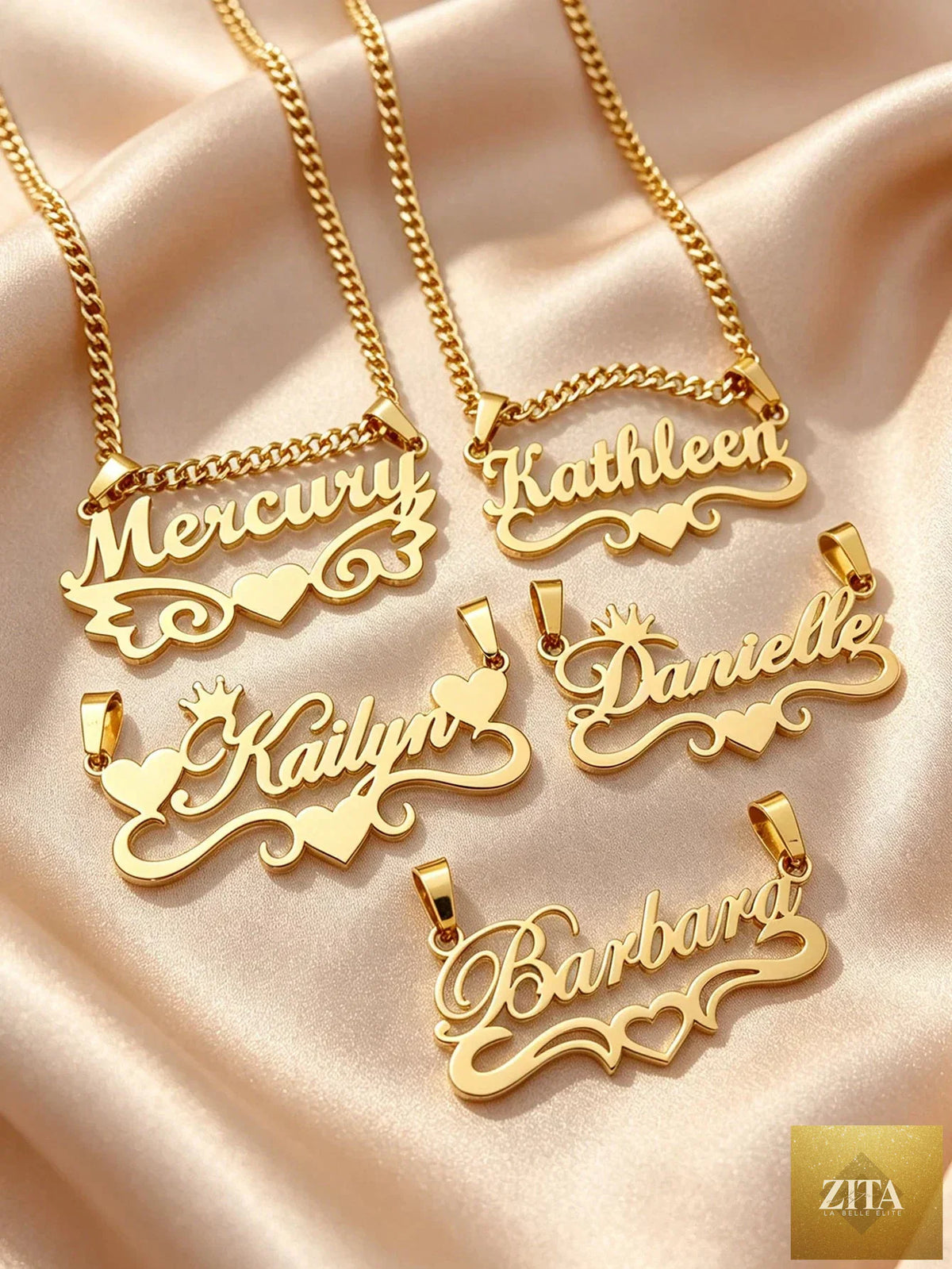 Personalized custom name jewelry necklace in 18k gold stainless steel, featuring 5 styles, ideal as a fashion body chain for women.