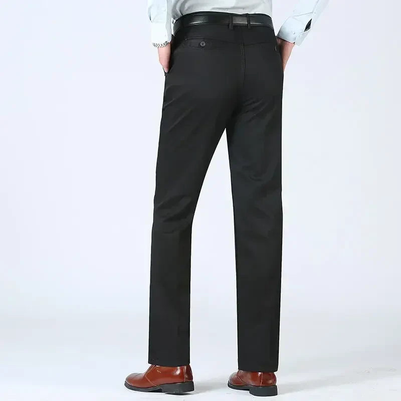 Summer Thin Cotton Men's Pants High Waist Straight Loose