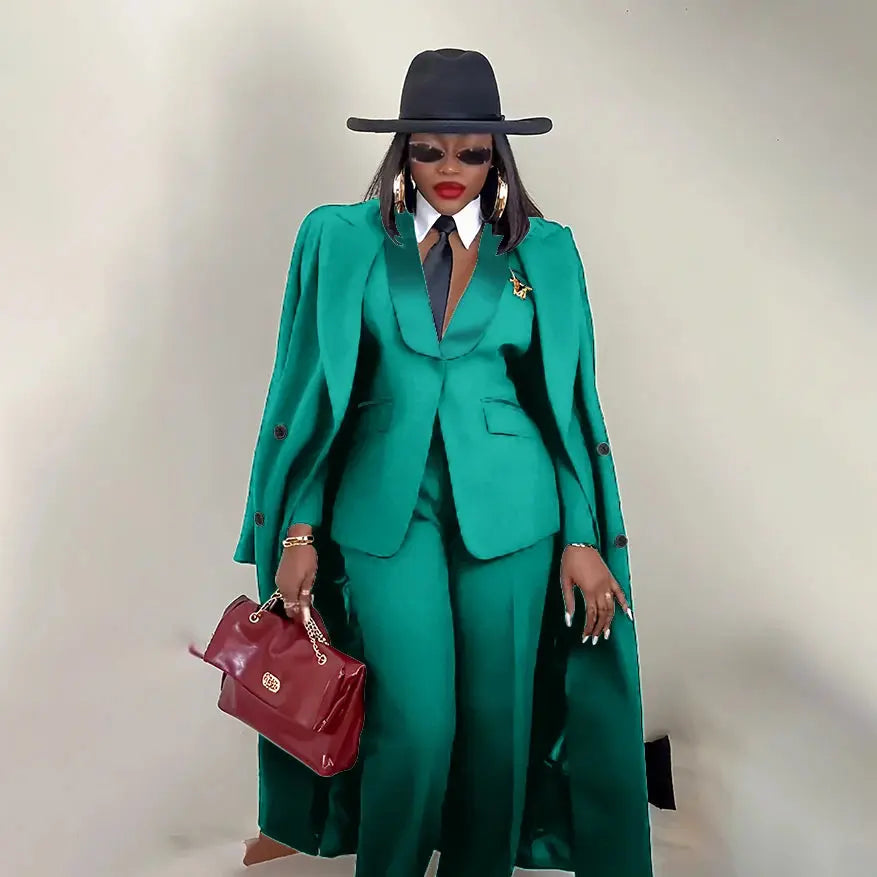 Modern Women's Suit New 3 Piece Pants Sets Blazer+Trousers+Overcoat Office Commute Elegant Style Banquet Dinner Formal Wear ZITA LA BELLE ÉLITE