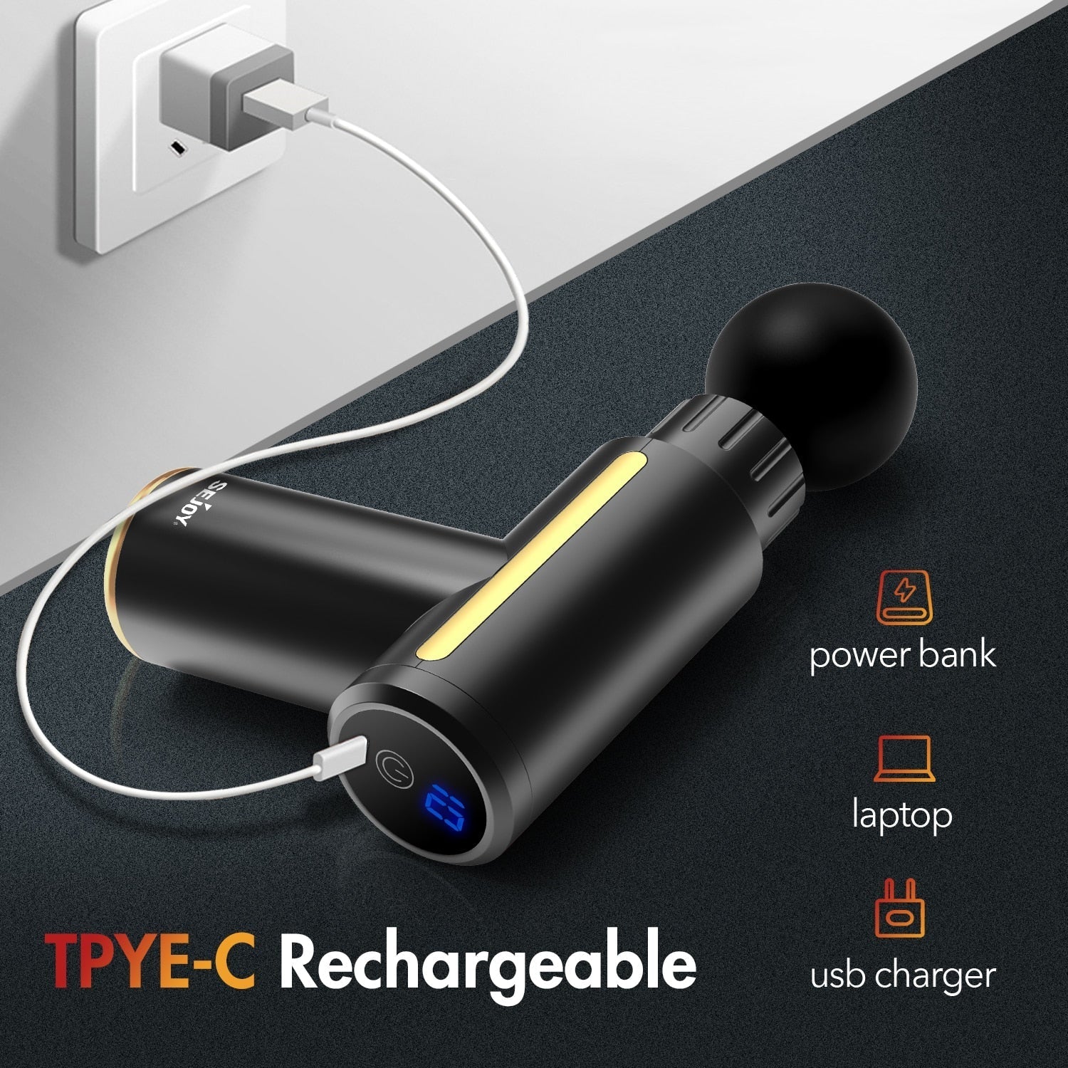 Compact Handheld Muscle Massager Yellow Pandora