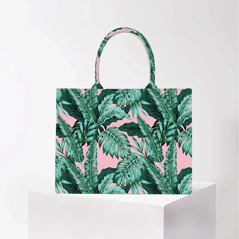 Personalized custom women's tote bag, canvas printed handbag, large capacity beach bag