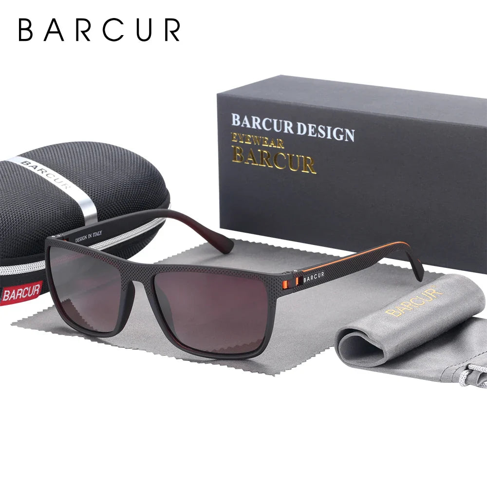 Stevvex BARCUR men's polarized sports sunglasses with square frame, lightweight TR90 material, UV400 protection, suitable for fishing and travel