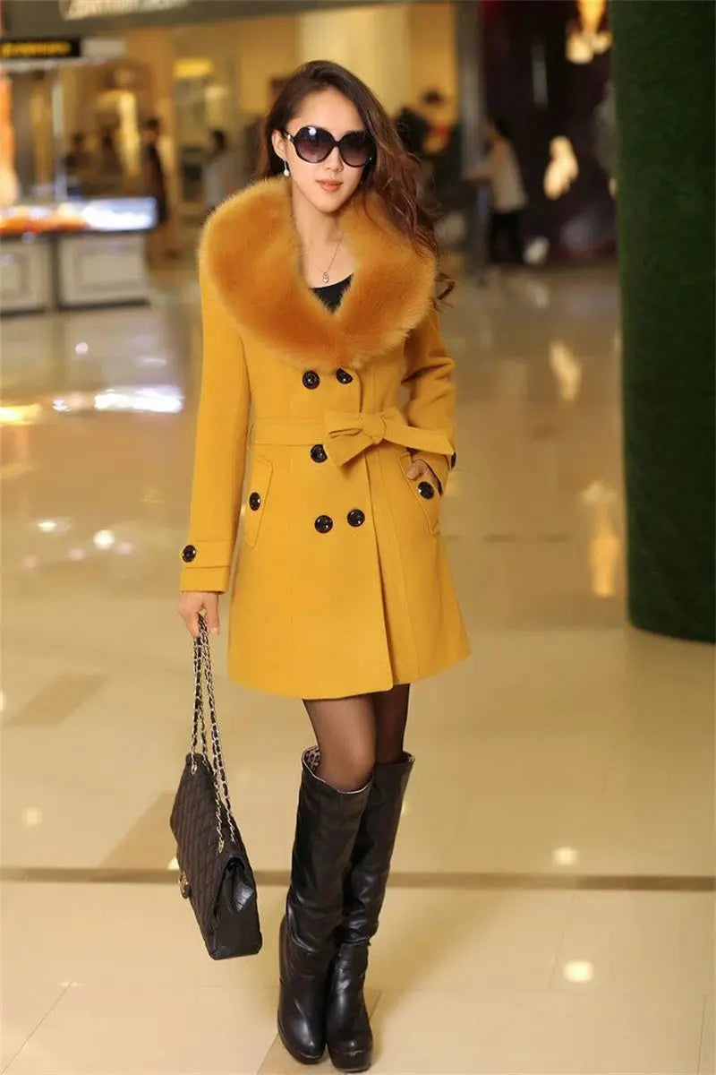 Korean Fashion Women Casual Loose Woolen Coat Elegant and Chic Solid Outerwear Long Overcoat with Belted Female Warm Cloak ZITA LA BELLE ÉLITE