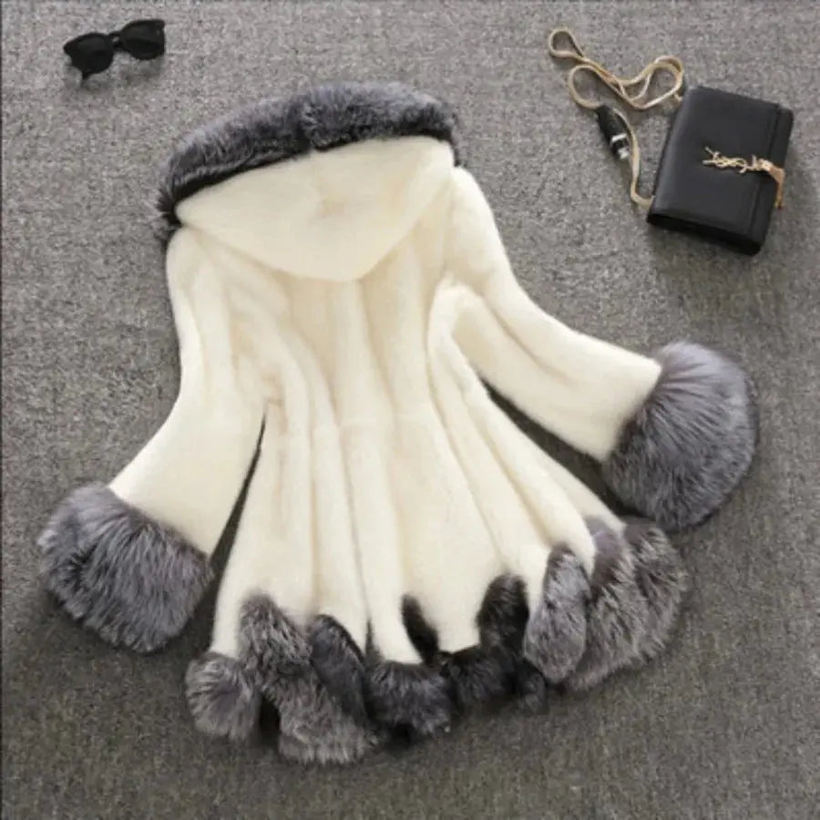Hooded Loose Faux Fur Jacket Women Thick Autumn Winter Korean Maxi Coat Long Warm Luxury Fur Parkas Bontjas Furry Outerwear ZITA LA BELLE ÉLITE