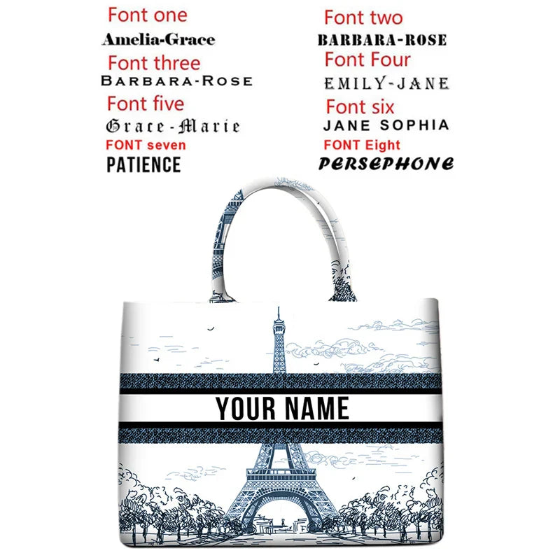 Personalized custom women's tote bag, canvas printed handbag, large capacity beach bag