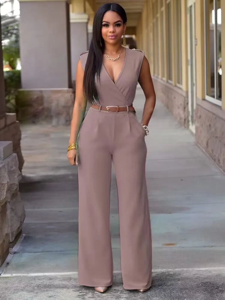 Women's fashion jumpsuits pants Free Belt combination