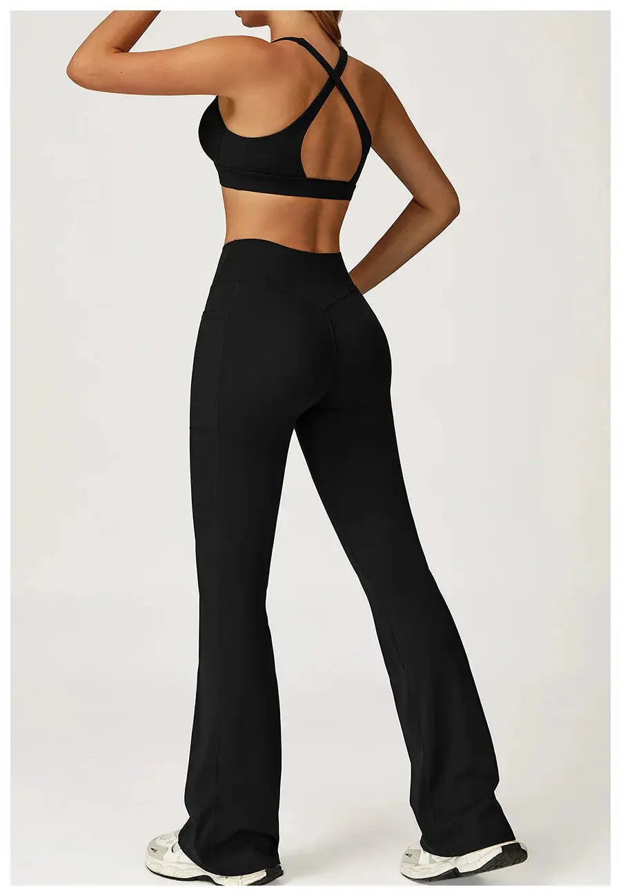 Yoga Set 2 Pieces Workout Outfits Fitness Sportswear Gym Tracksuit High Waist Leggings Sports Vest Athletic Wear Women Clothes ZITA LA BELLE ÉLITE