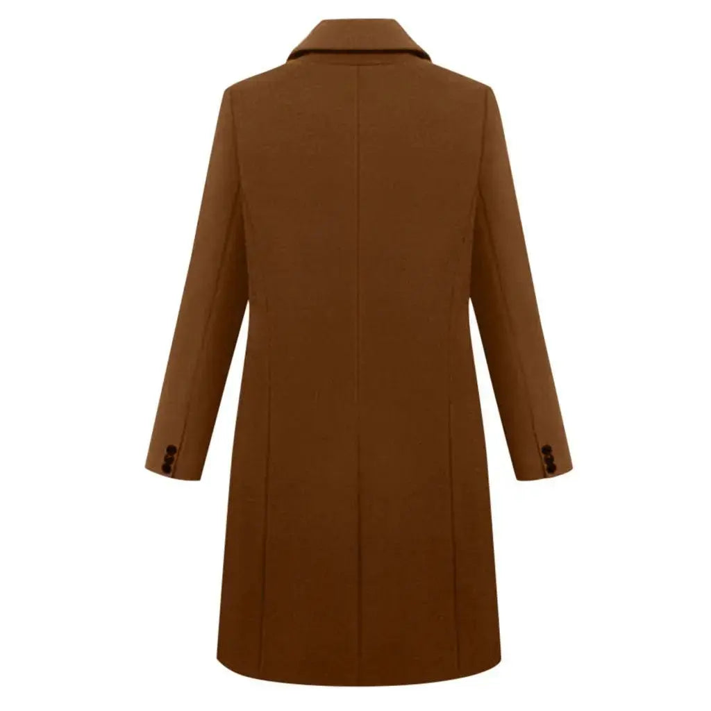 Mid-Length Woolen Women's Coat Double-Breasted Woolen Coats Trench Solid Color Autumn Winter Warm Outwear ZITA LA BELLE ÉLITE