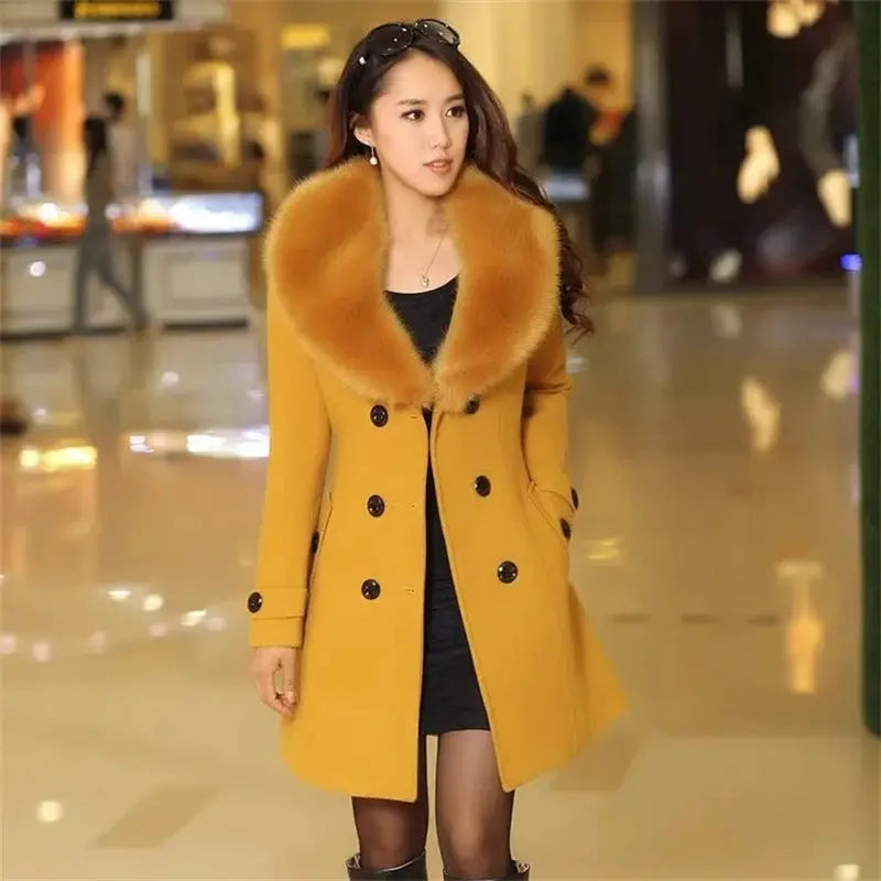 Korean Fashion Women Casual Loose Woolen Coat Elegant and Chic Solid Outerwear Long Overcoat with Belted Female Warm Cloak ZITA LA BELLE ÉLITE