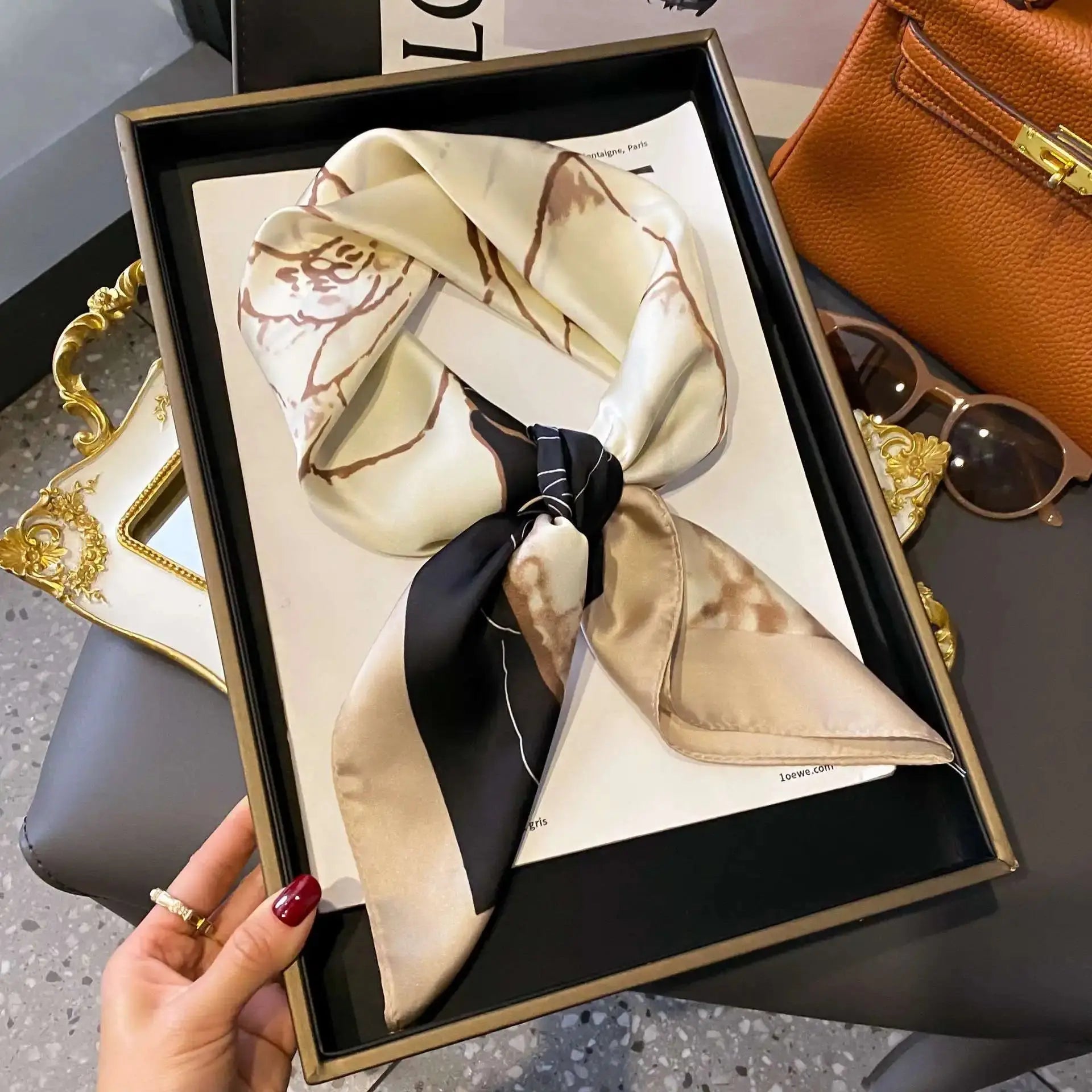 Fashion Luxury Brand 70cm Silk Square Scarf Women Satin Neck Tie Female Hair Bandana Headkerchief Shawl Wrap Hijab Echarpe ZITA LA BELLE ÉLITE