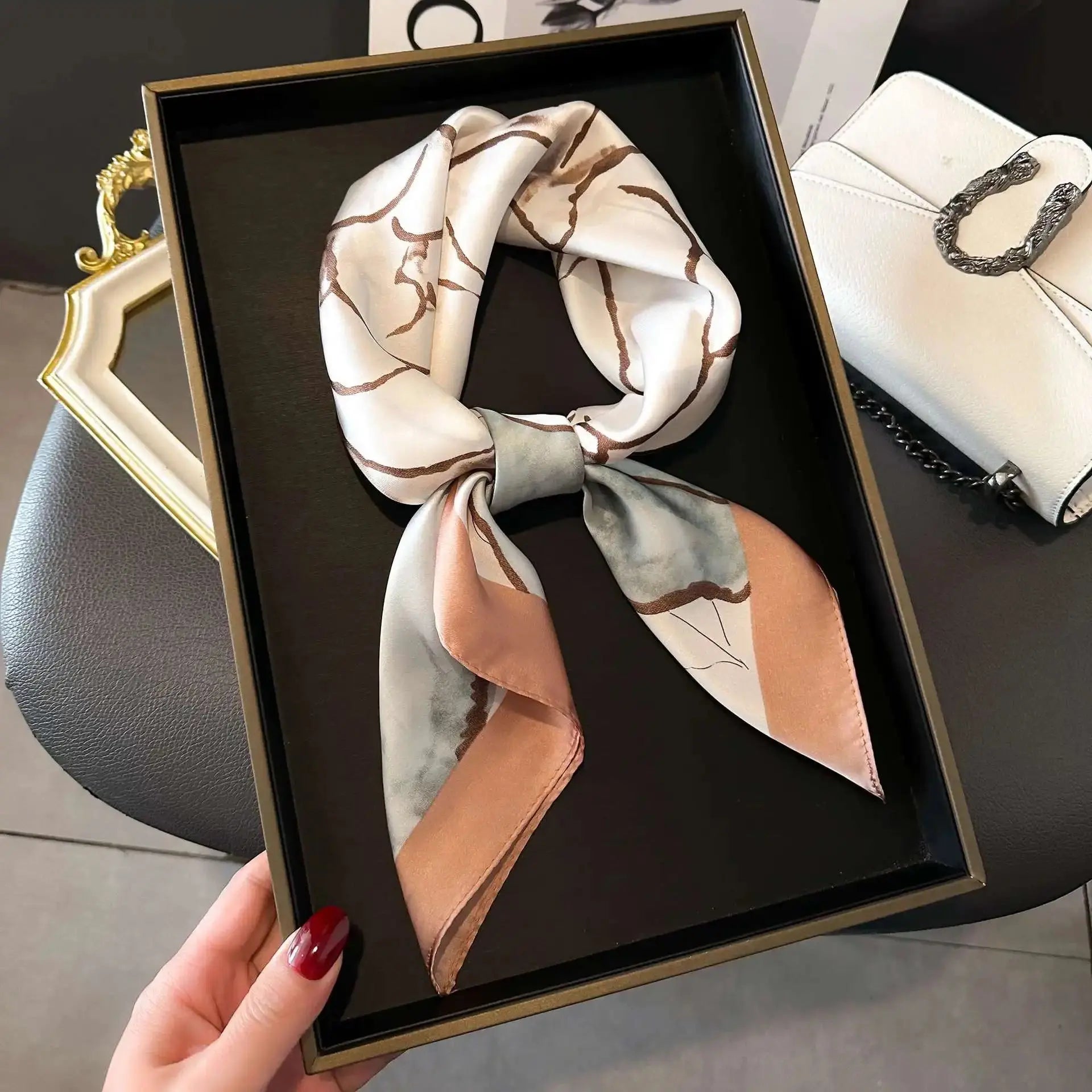 Fashion Luxury Brand 70cm Silk Square Scarf Women Satin Neck Tie Female Hair Bandana Headkerchief Shawl Wrap Hijab Echarpe ZITA LA BELLE ÉLITE