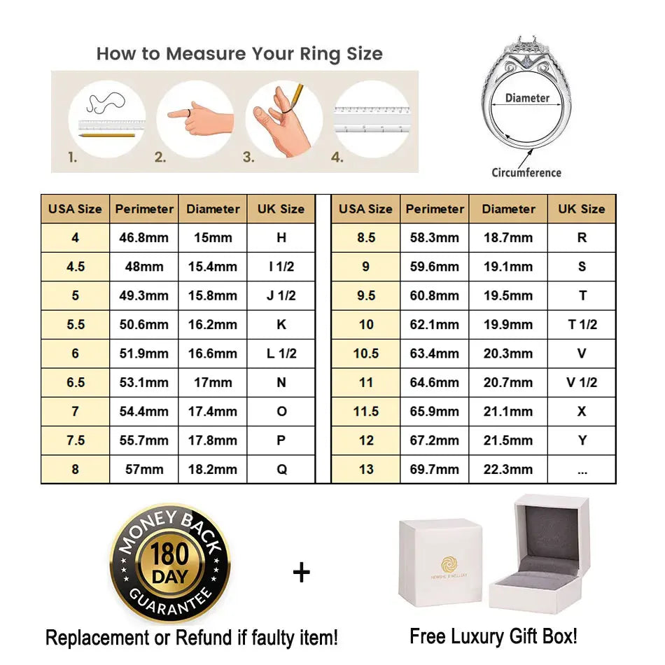 Newshe Certified Moissanite wedding ring set for women, featuring a halo princess cut design in sterling silver jewelry.