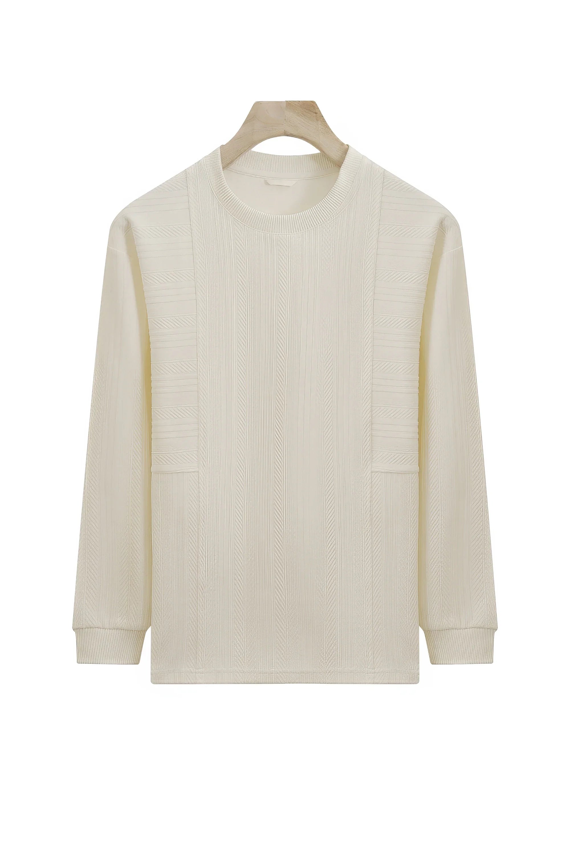 Men's long sleeve knit sweater with textured pattern by 4inme, featuring a stylish, cozy design in a versatile color.