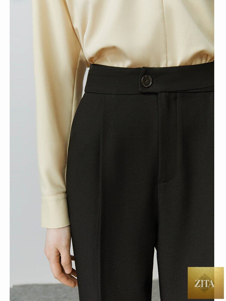 Women’s tapered nine-point casual pants by nowadaysfashion, straight loose fit, suitable for all-match style and everyday wear.