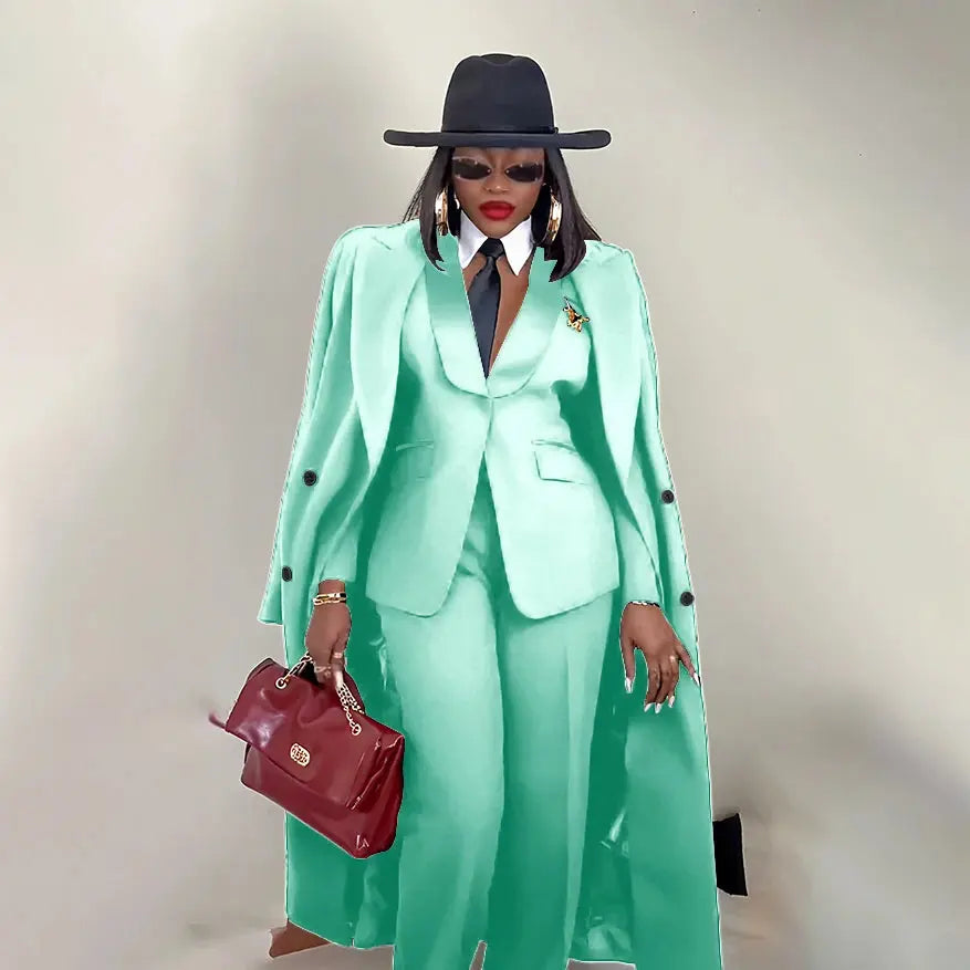 Modern Women's Suit New 3 Piece Pants Sets Blazer+Trousers+Overcoat Office Commute Elegant Style Banquet Dinner Formal Wear ZITA LA BELLE ÉLITE