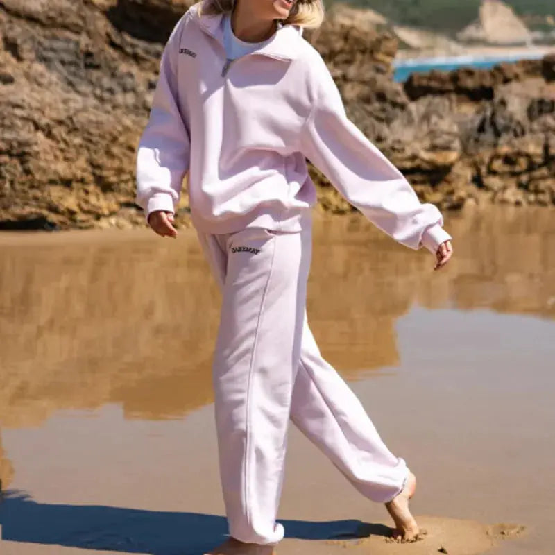 Letter Embroidered Casual Pant Sets Zipper Stand Collar Long Sleeve Hoodie Sporty Jogger Pant Fashion Tracksuit Women Outfits ZITA LA BELLE ÉLITE