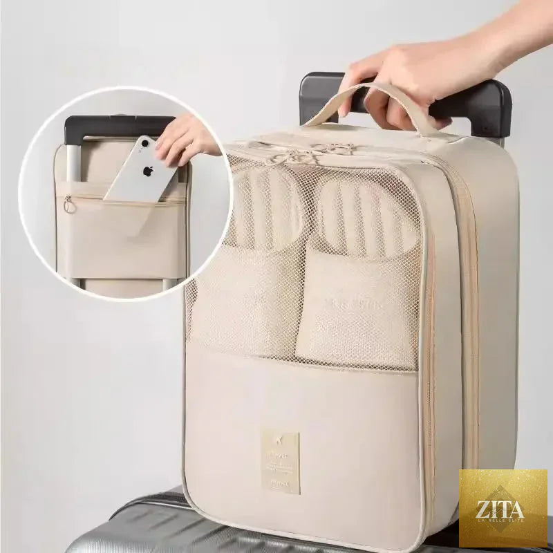 Travel Shoe Bag Storage Bag Washed Diagonal Breathable Mesh Multiple Pairs of Shoes Portable Shoe Box for Business Trips