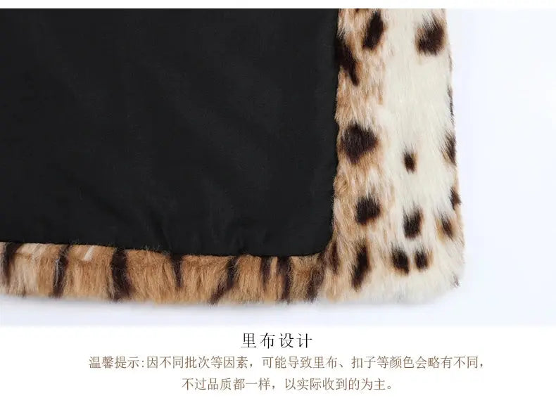 Nerazzurri Winter Long Loose Luxury Thick Warm Soft Fluffy Leopard Print Faux Fur Coat Women Lapel Runway European Fashion 2022 ZITA LA BELLE ÉLITE