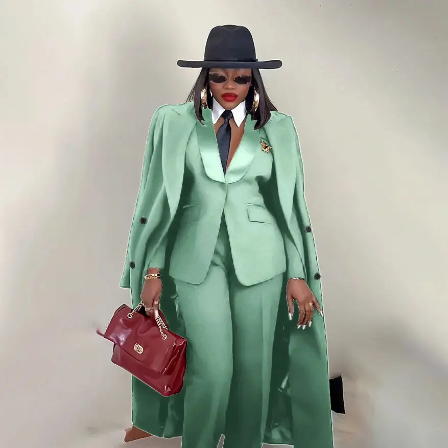 Modern Women's Suit New 3 Piece Pants Sets Blazer+Trousers+Overcoat Office Commute Elegant Style Banquet Dinner Formal Wear ZITA LA BELLE ÉLITE