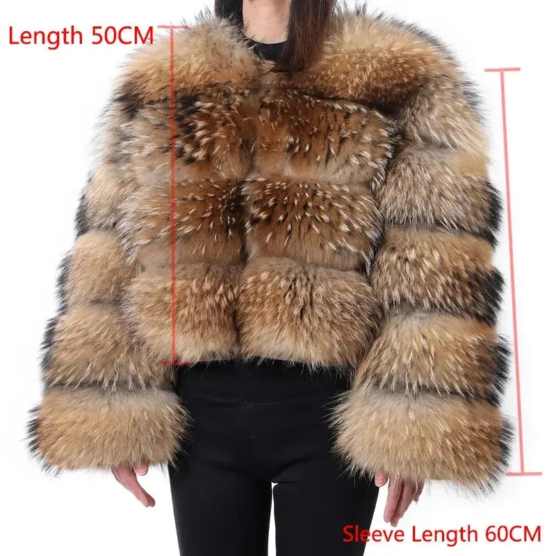 MAOMAOKONG Super Hot Winter Women Luxury Thick Real Raccoon Fur Coat Natural Fox Fur Jacket Plus Size Furry Jackets Female Vest ZITA LA BELLE ÉLITE