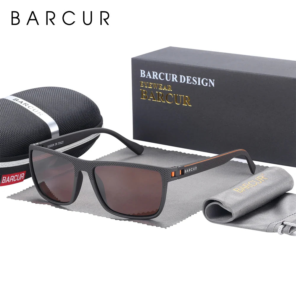 Stevvex BARCUR men's polarized sports sunglasses with lightweight TR90 square frame, UV400 protection, ideal for fishing and travel.
