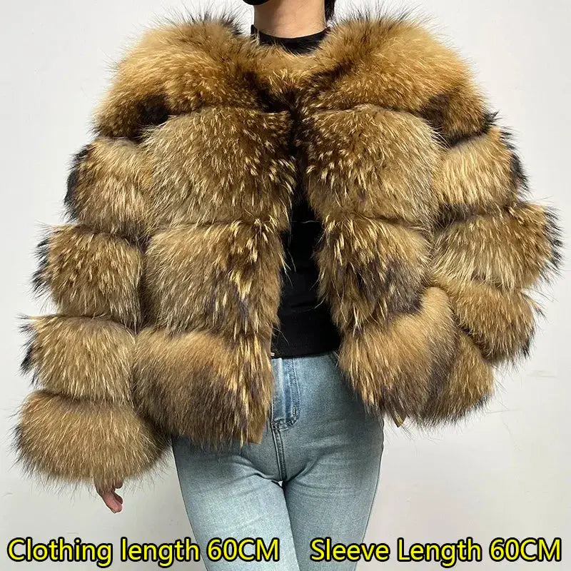 MAOMAOKONG Super Hot Winter Women Luxury Thick Real Raccoon Fur Coat Natural Fox Fur Jacket Plus Size Furry Jackets Female Vest ZITA LA BELLE ÉLITE
