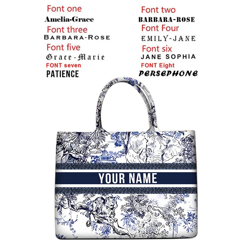 Personalized custom women's tote bag, canvas printed handbag, large capacity beach bag