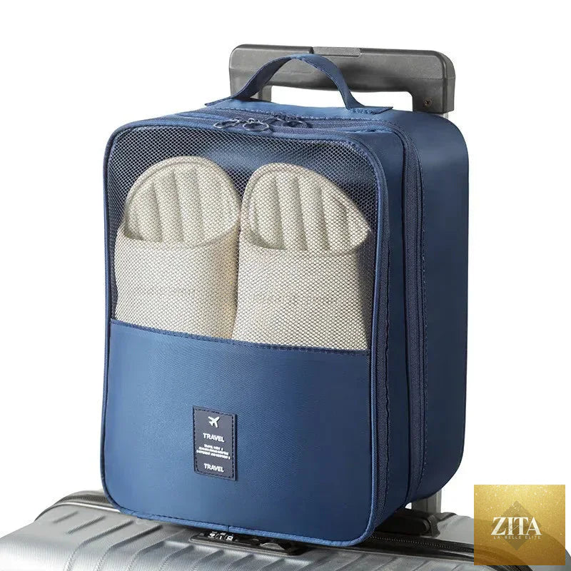 Travel Shoe Bag Storage Bag Washed Diagonal Breathable Mesh Multiple Pairs of Shoes Portable Shoe Box for Business Trips