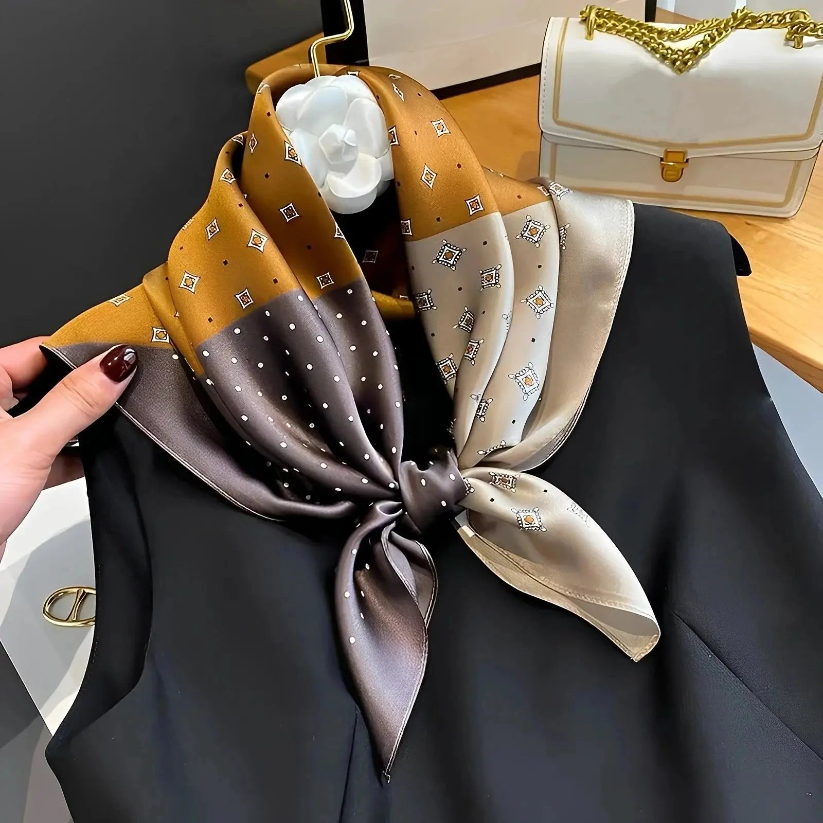 Fashion Luxury Brand 70cm Silk Square Scarf Women Satin Neck Tie Female Hair Bandana Headkerchief Shawl Wrap Hijab Echarpe ZITA LA BELLE ÉLITE