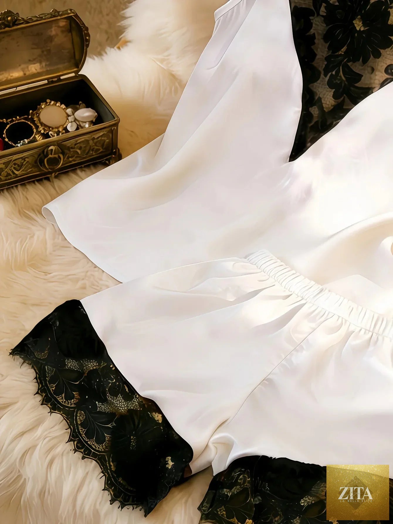 Women's Satin Camisole Shorts Set, Lace Trim Cami Top and Shorts, Silky Spring Summer Sleepwear Loungewear Pajama