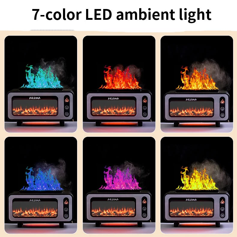 Fireplace Diffuser 7 Colors LED Ultrasonic Aroma Essential Oil 3D Maroon Asteria
