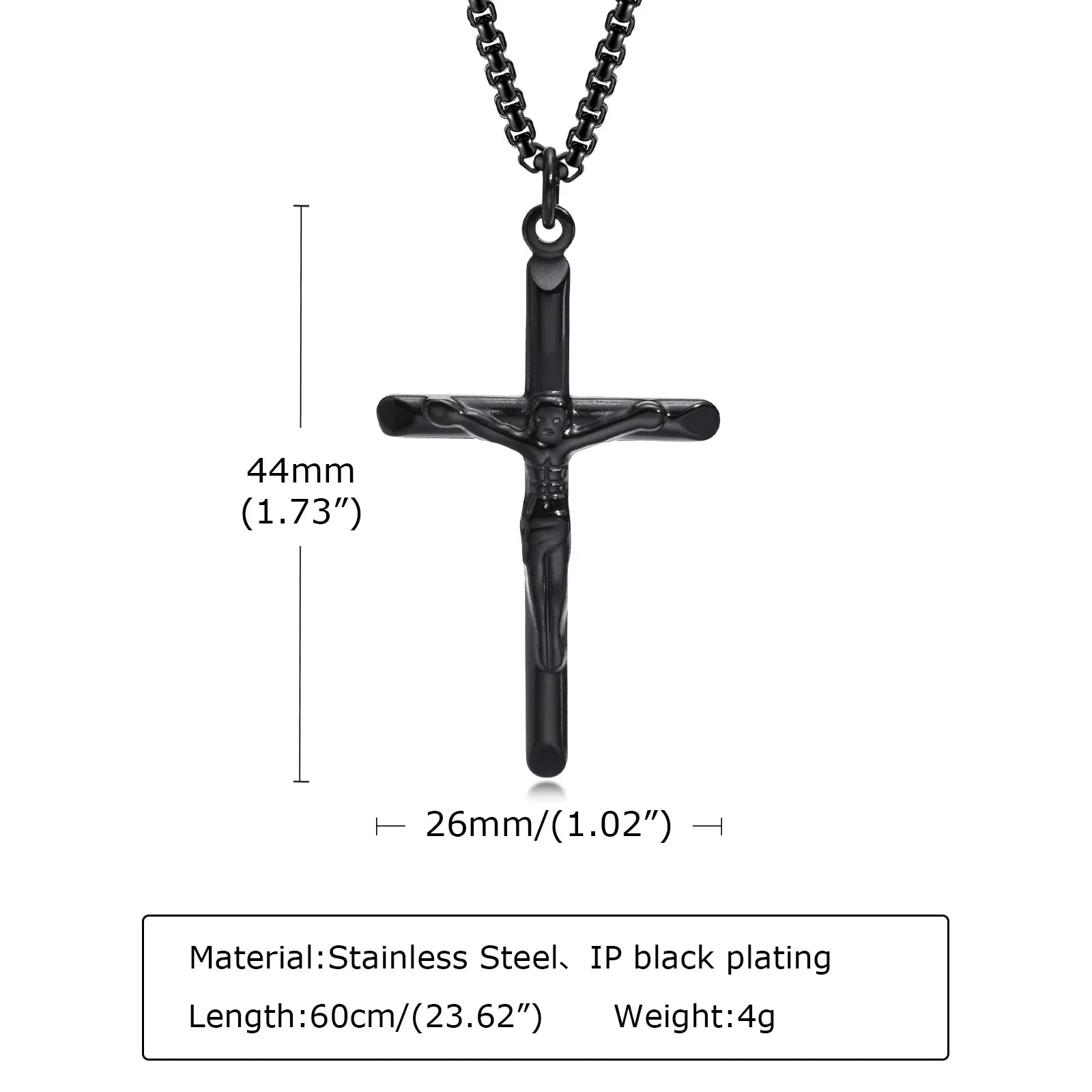Stainless steel Catholic cross necklace with Jesus pendant in gold color, faith jewelry for men and women, church and prayer accessory