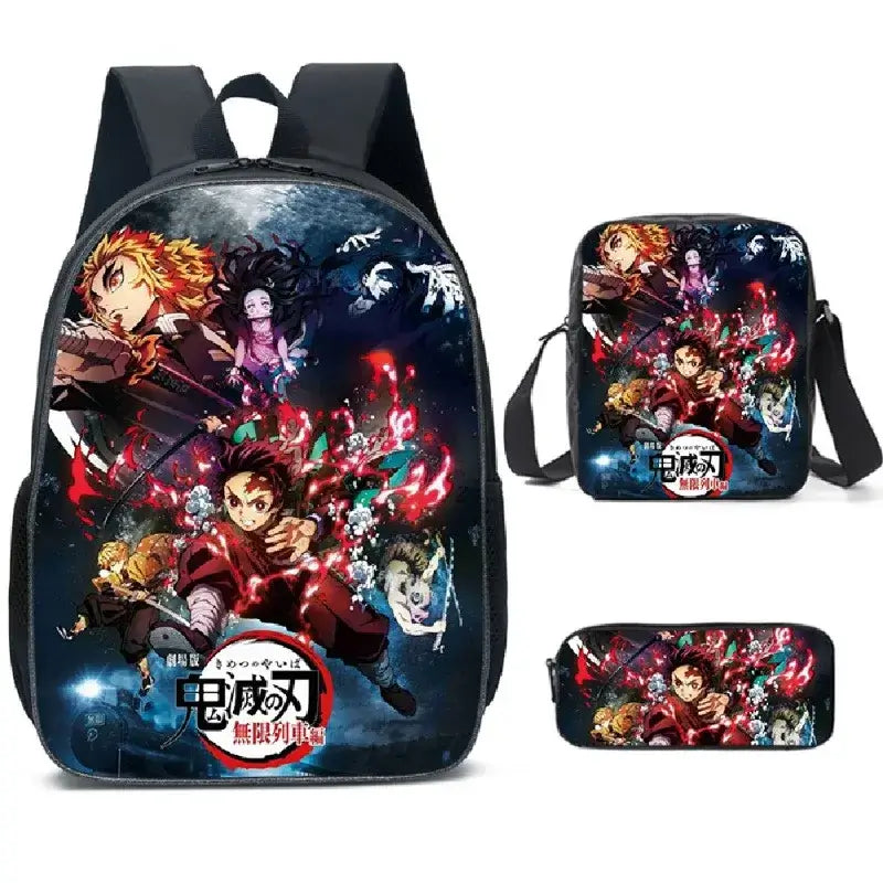 Demon Slayer Backpack: Nezuko 3-Piece Schoolbag Set