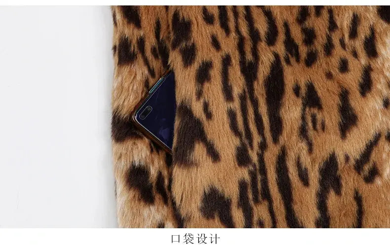 Nerazzurri Winter Long Loose Luxury Thick Warm Soft Fluffy Leopard Print Faux Fur Coat Women Lapel Runway European Fashion 2022 ZITA LA BELLE ÉLITE