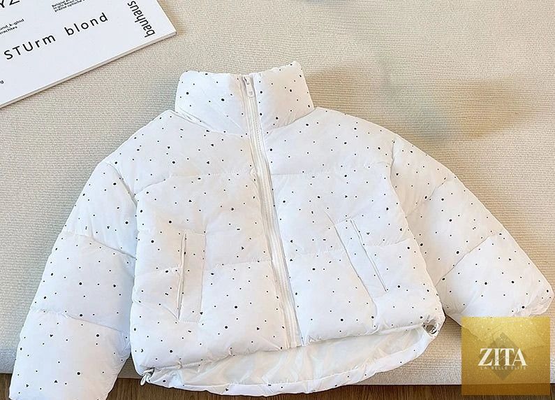 2025 Winter Girls Rhinestone Puffer Jacket Korean Star-Studded Fashion Coat Glitter Zip-Up Quilted Down Jacket