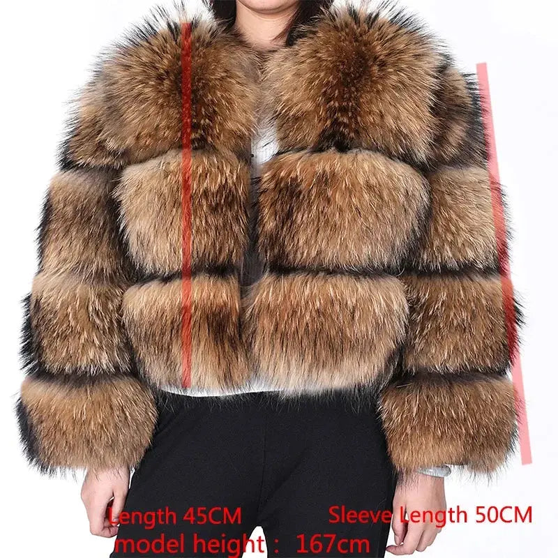 MAOMAOKONG Super Hot Winter Women Luxury Thick Real Raccoon Fur Coat Natural Fox Fur Jacket Plus Size Furry Jackets Female Vest ZITA LA BELLE ÉLITE