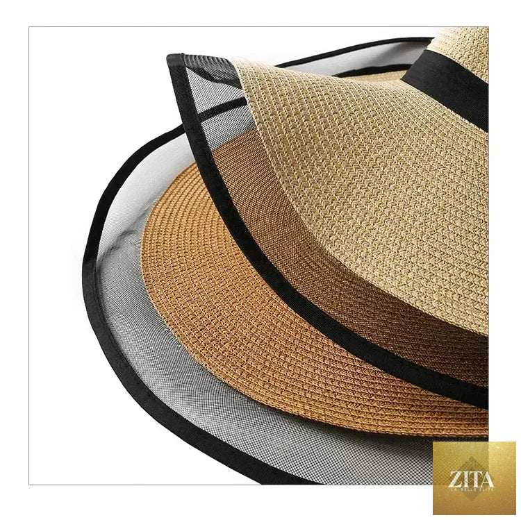 Women Sun Hat Big Eaves Waves Beach Cap Ladies Hat Big Brim Sun Visors UV Cut Bucket Panama Cap Foldable Straw Sunscreen Vintage