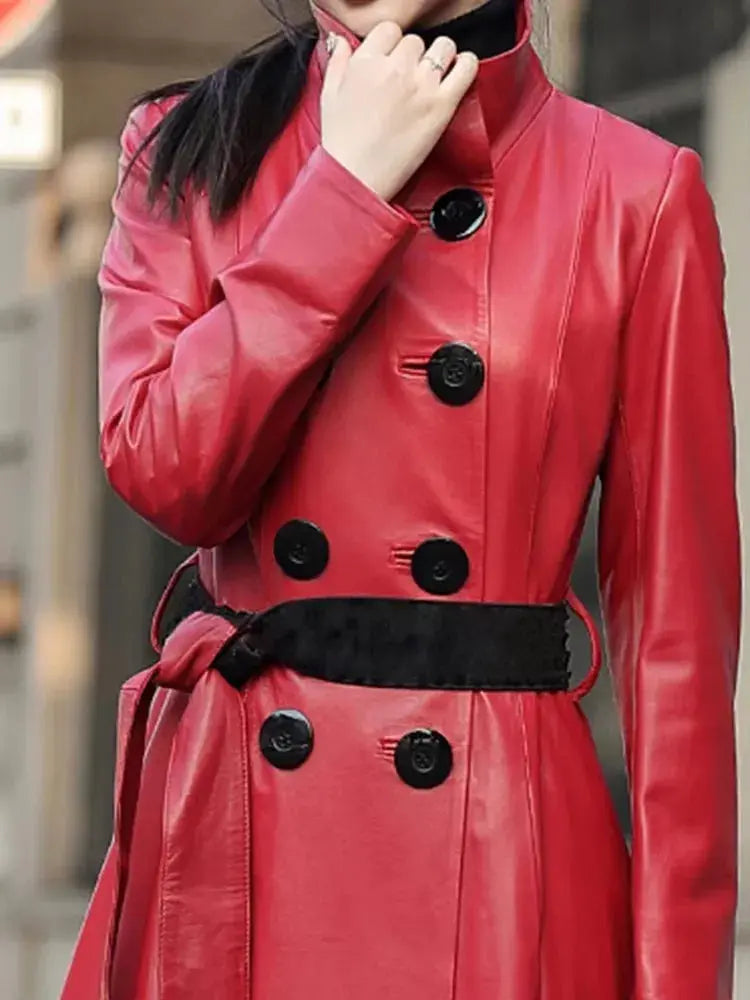 Mauroicardi Spring Autumn Extra Long Soft Pu Leather Trench Coat for Women Sashes Double Breasted Elegant Luxury Chic Overcoat ZITA LA BELLE ÉLITE