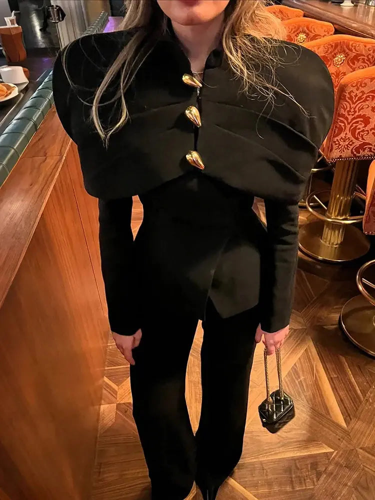 MoaaYina Winter Gray Black Coat With Grid Pattern And Double Breasted Lace Up Coat With Fungus Edge S-4XL ZITA LA BELLE ÉLITE