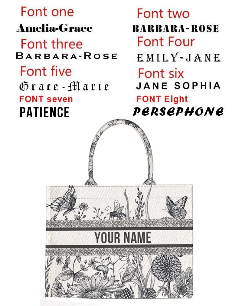 Personalized custom women's tote bag, canvas printed handbag, large capacity beach bag